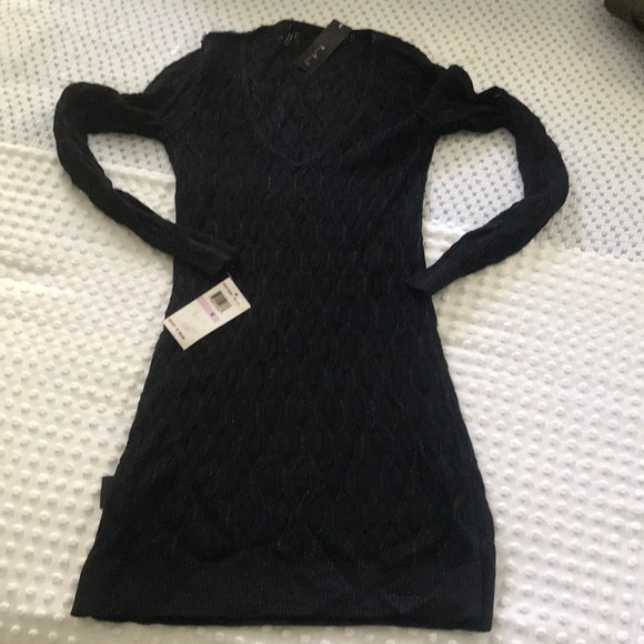 ECI Dresses & Skirts - Black Cableknit Sweaterdress